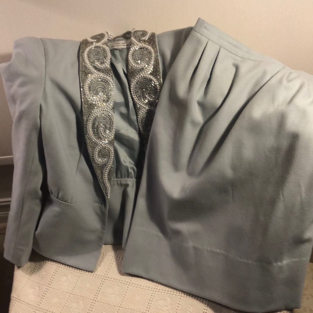 Nolan Miller Size 8 Light Blue Skirt Suit
